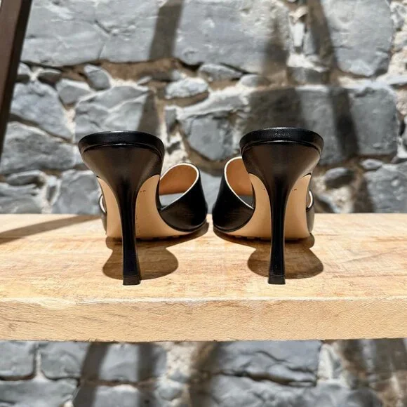 Bottega Veneta Stretch Black Leather Heeled Mule - Picture 7 of 10